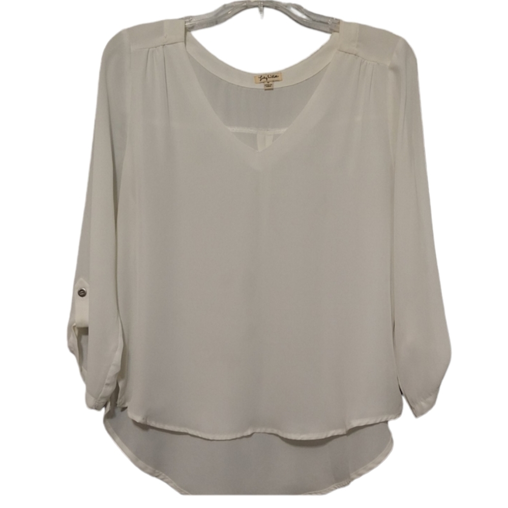 Cream Sexy Flowy Top by Lily White sz Medium